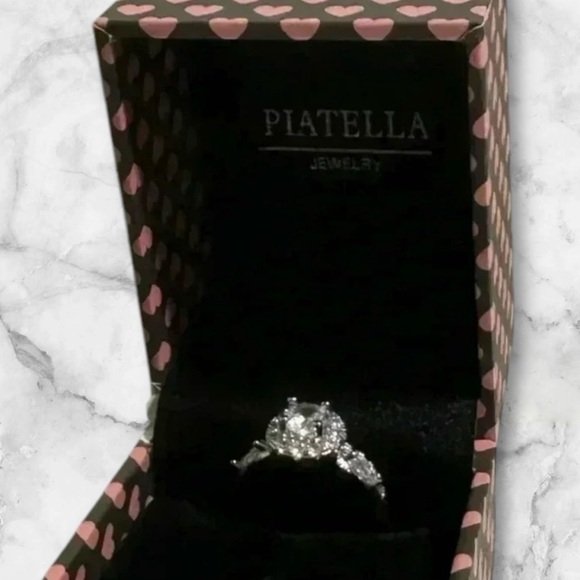 FREE 🆕 Piatella ring,1/2 carat round cut, accents, 14k white gold plated setting - Picture 10 of 16